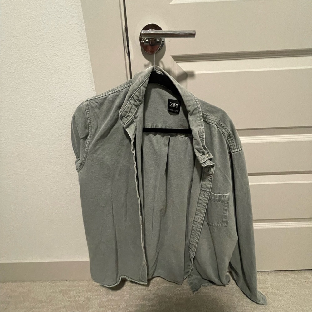 Zara Green Denim Shirt